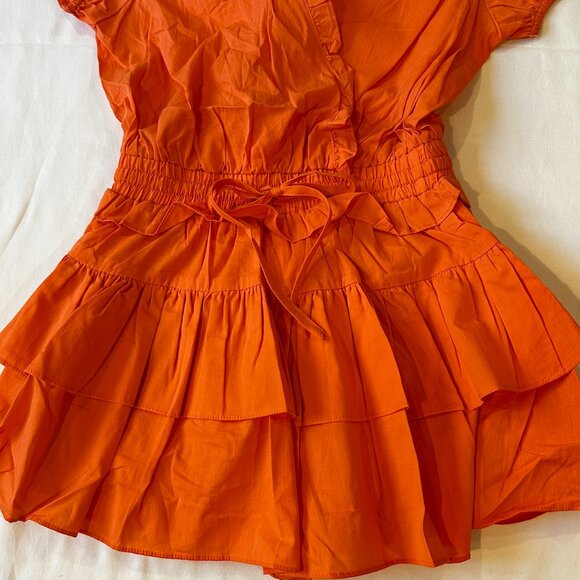 New Boutique Item DItto Orange Ruffle Romper Dress Size S - Picture 3 of 6